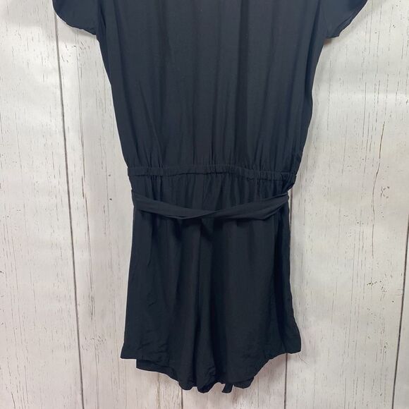 Loft Womens Black Beachy Short Sleeve Tie Romper - Picture 13 of 14